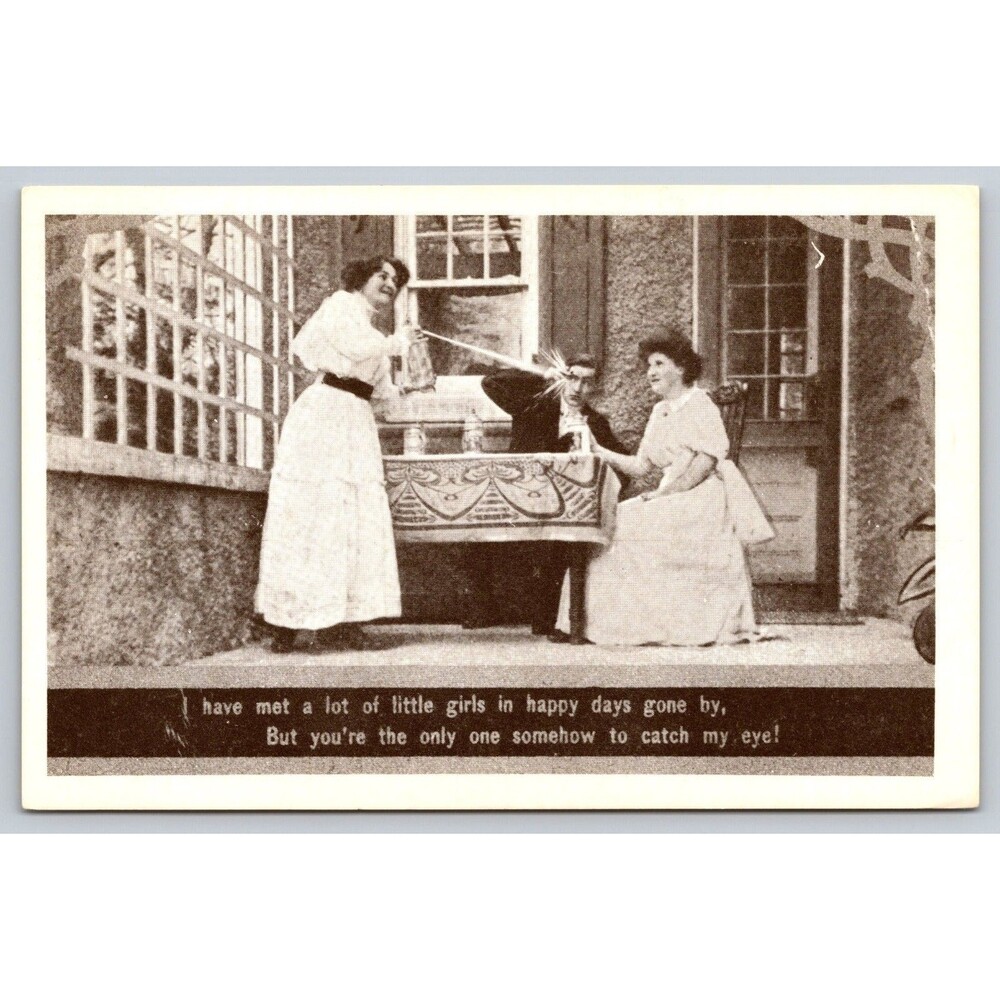 Vintage Reproduction Postcard Comic Humorous Couple Flirting Novelty Reprint